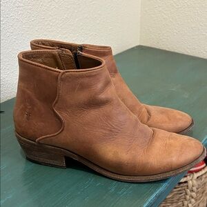 Frye Tan Leather Ankle Booties